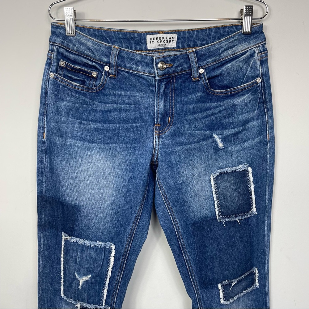 Derek Lam 10 Crosby Mila Mid Rise Girlfriend Patchwork Released Hem Jeans 27 - Picture 6 of 16